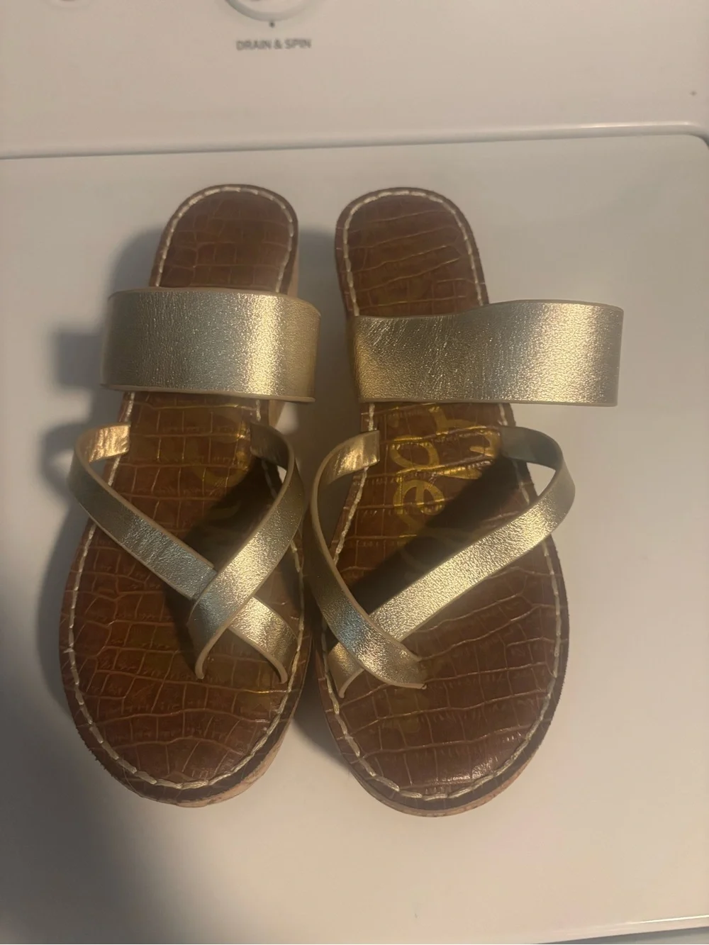 Sam Edelman Gold Metallic Cork Wedge Sandals